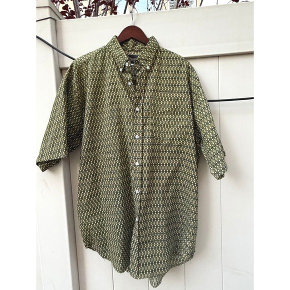 Sami's Collection Other - Samis Collection Mens Short Sleeve Button Down Shirt Olive Green Geometric Large